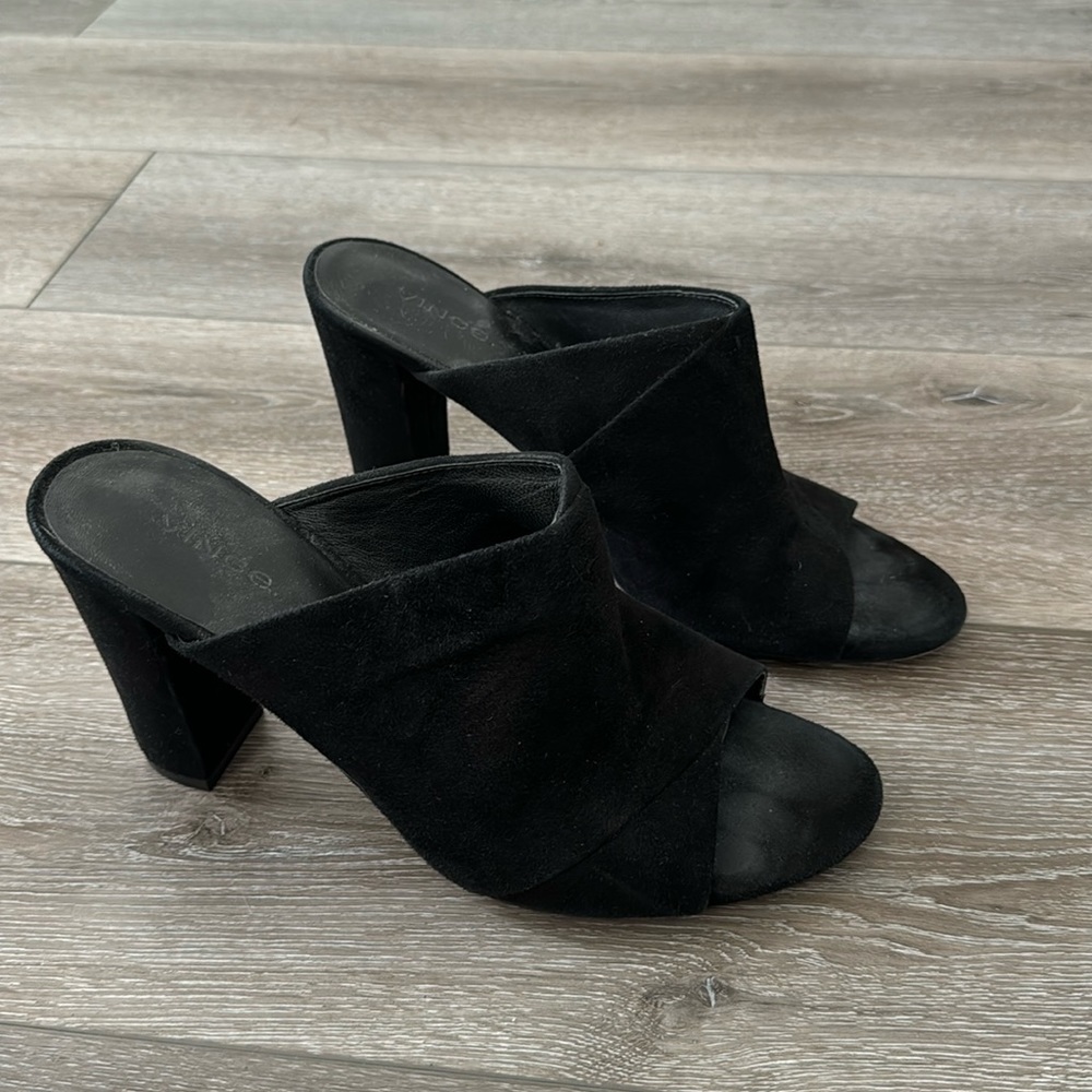VINCE Suede Black Mules